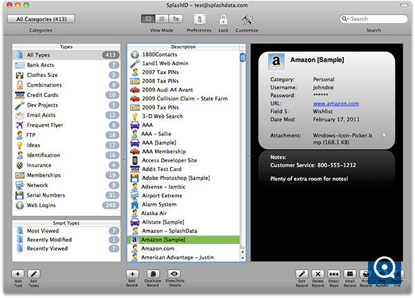 SplashID () 8.2 : Mac OS password security