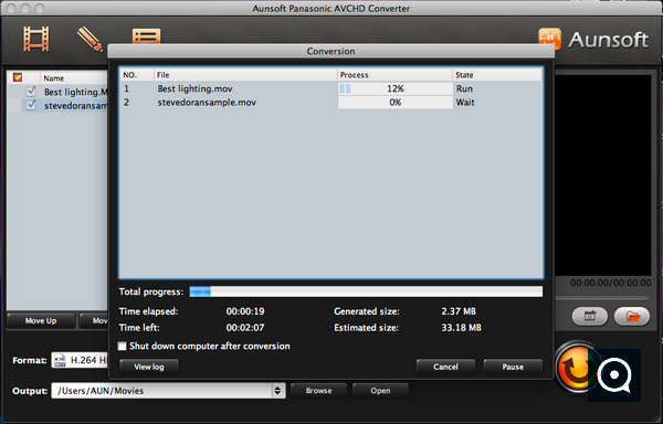 Aunsoft Panasonic AVCHD Converter Pro 2.1 : Main window