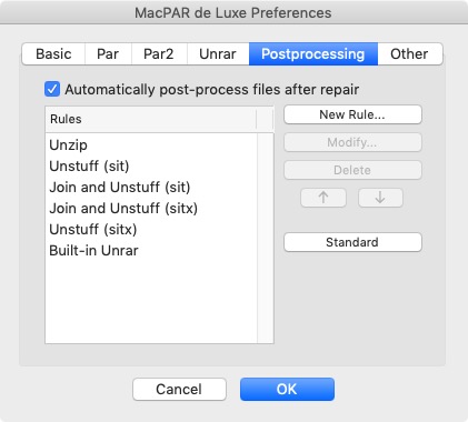 MacPAR deLuxe 5.1 : Postprocessing Preferences