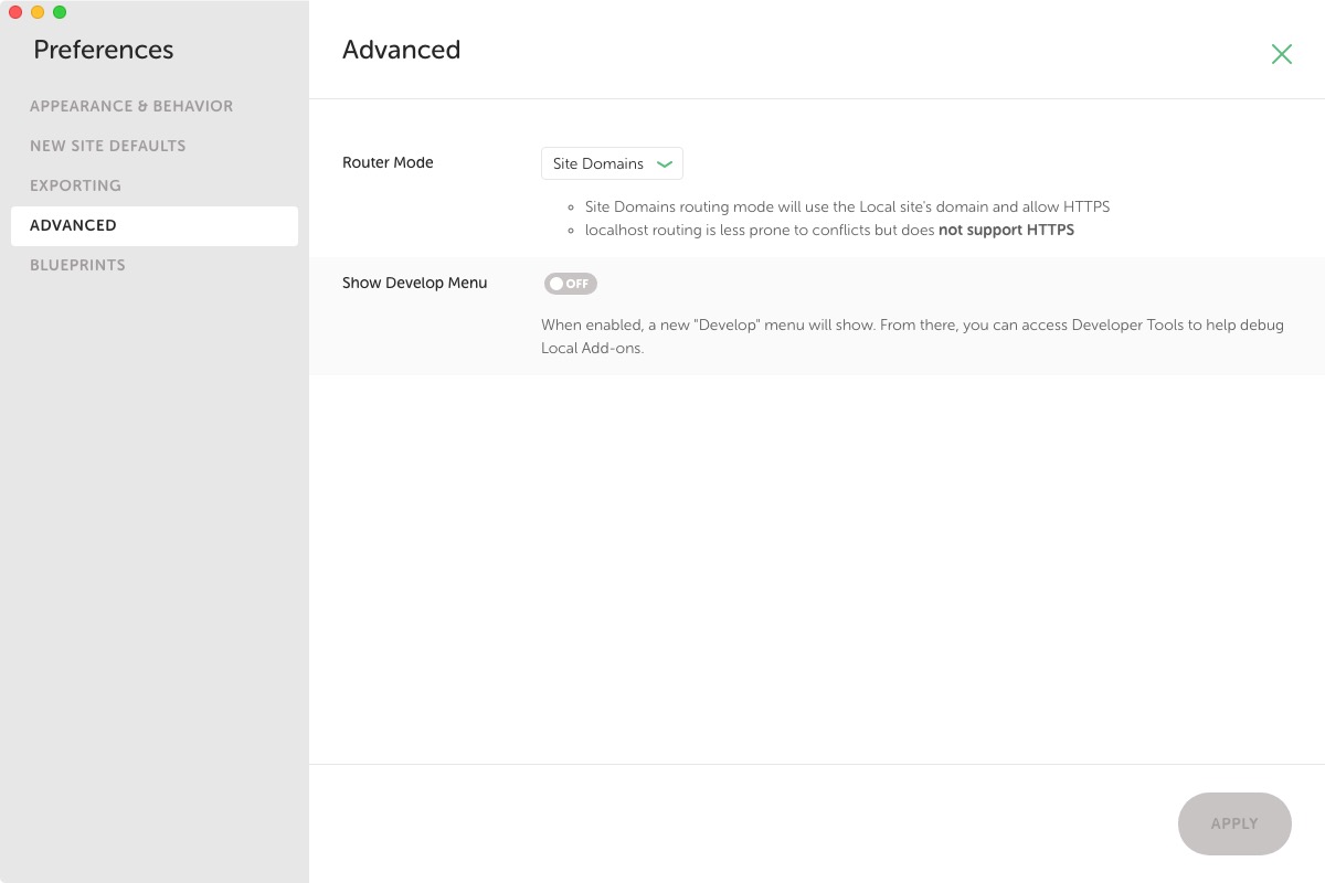 Local by Flywheel 5.6 : Advanced Preferences