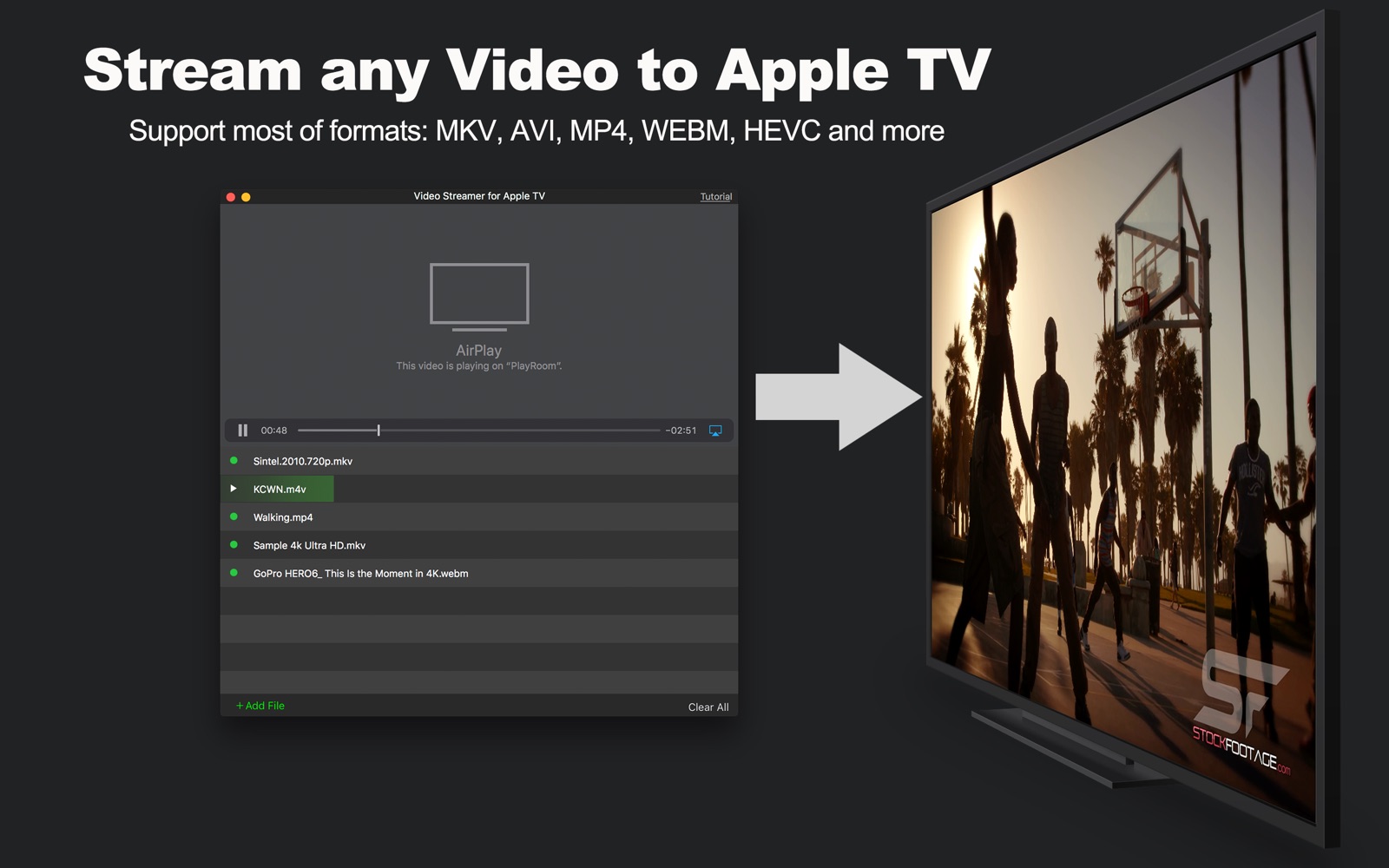 Video Streamer for Apple TV 2.1 : Main Window