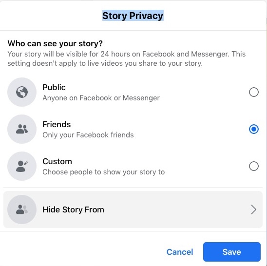 ChatMate for Facebook 4.3 : Story Privacy