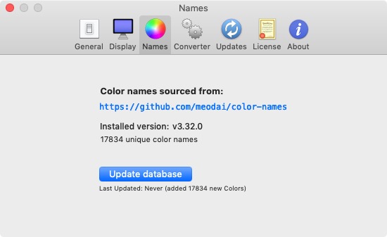 ColorWell 7.1 : Names Preferences 