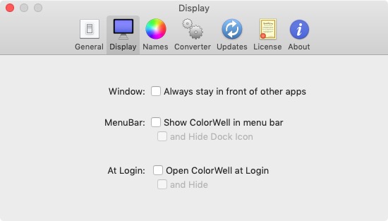 ColorWell 7.1 : Display Preferences 