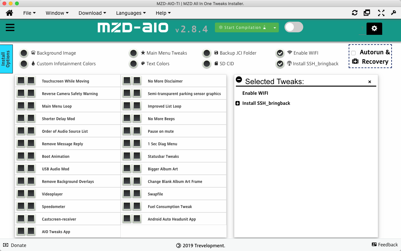 MZD-AIO-TI 2.8 : Main Window