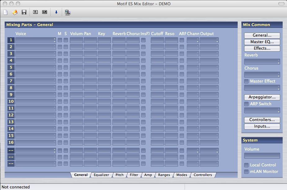 S90 ES Mix Editor 2.8 : Main window