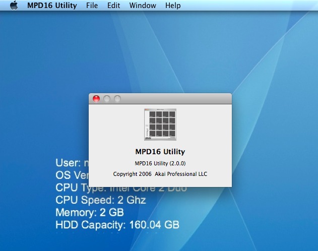 MPD16 Utility 2.0 : Main Window