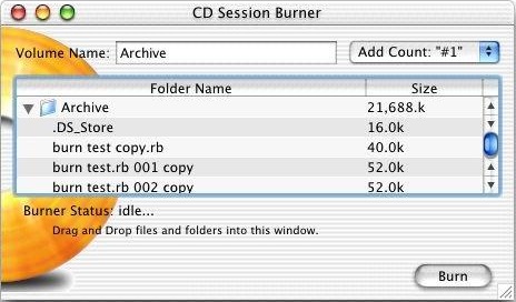 CD Session Burner 4.0 : Main window