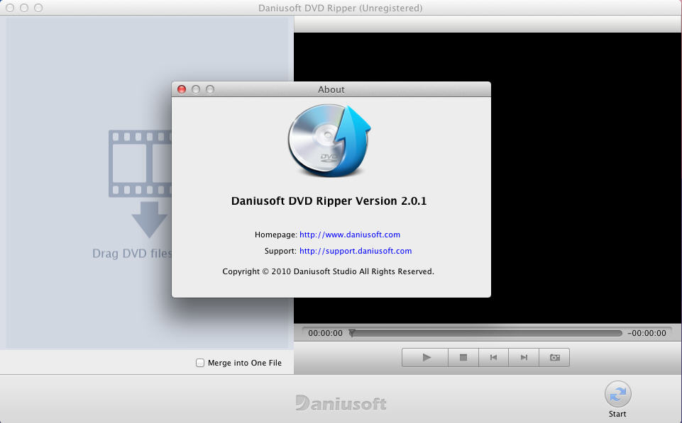 Daniusoft DVD Ripper 2.0 : Main Window