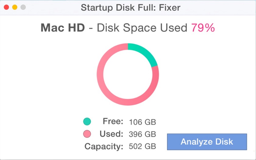 Startup Disk Full Fixer 1.2 : Analyze Disk