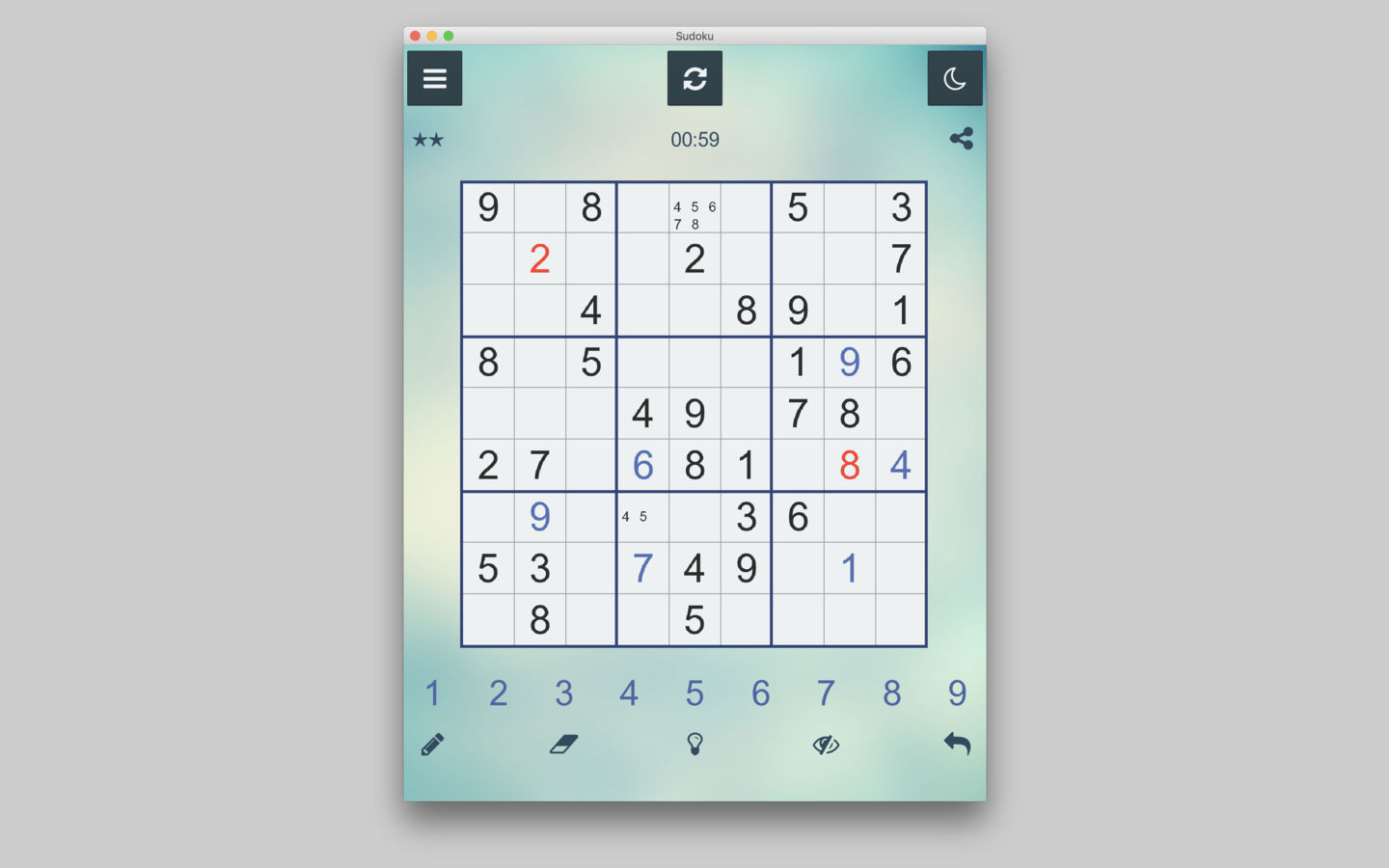 Sudoku++ 120.0 : Main Window