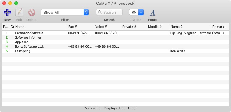 CoMa X 8.7 : Phonebook