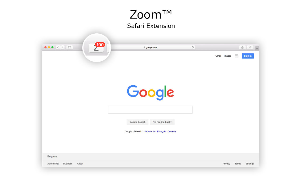 Zoom for Safari 1.0 : Main Window