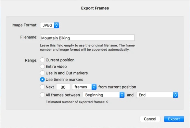 Videoloupe 1.2 : Export Frames