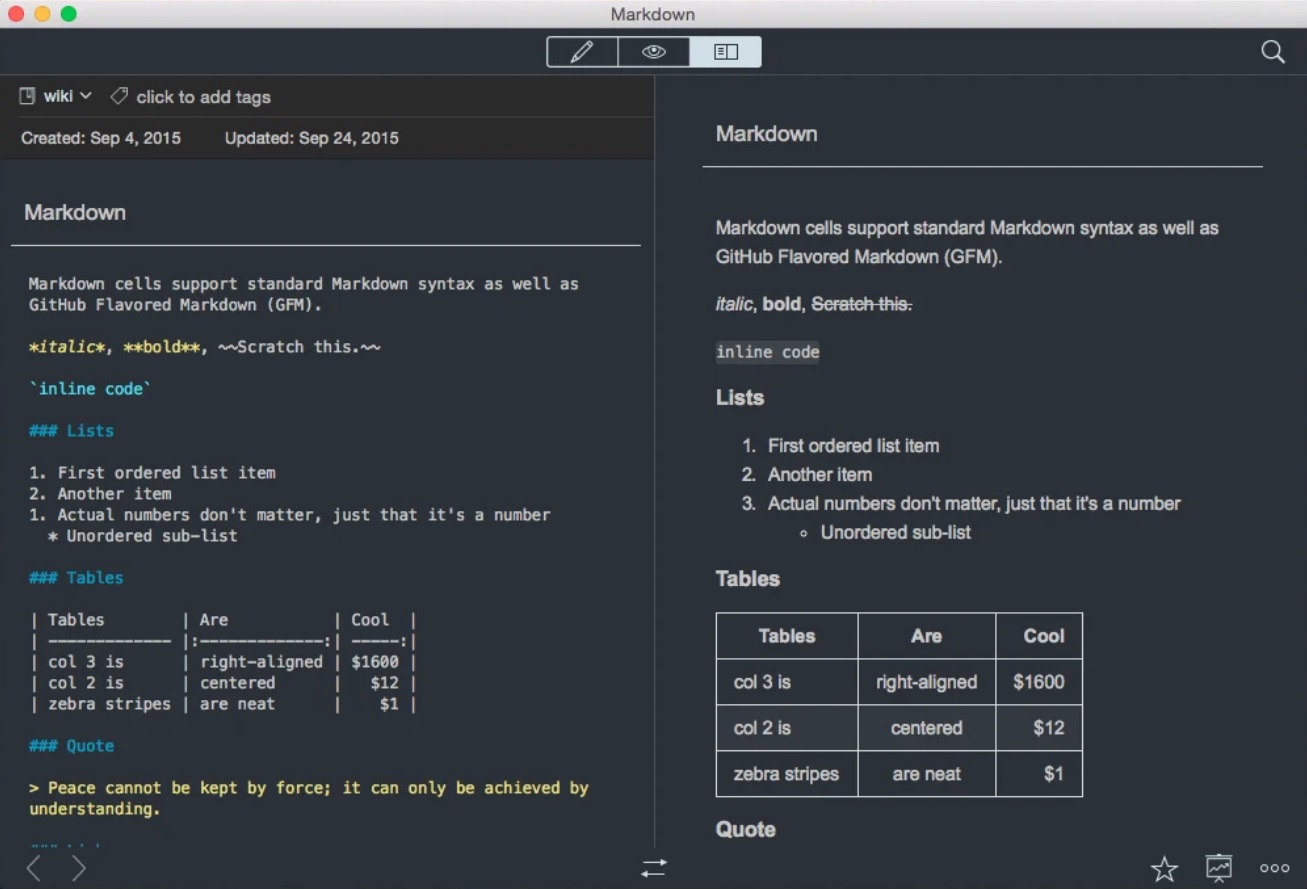 Quiver: The Programmer's Notebook 3.2 : Markdown