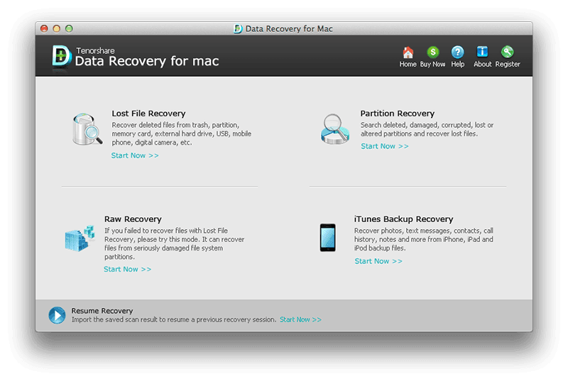 Tenorshare Any Data Recovery for Mac 1.0 : Main Window