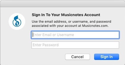 Musicnotes 1.4 : Sign in