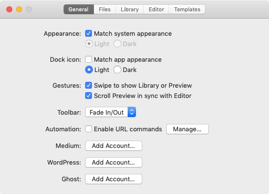 iA Writer 5.3 : General Preferences 