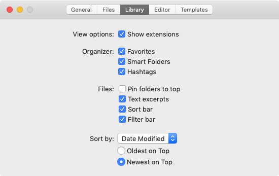 iA Writer 5.3 : Library Preferences