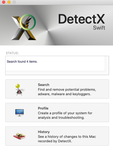 DetectX 1.0 : Main interface