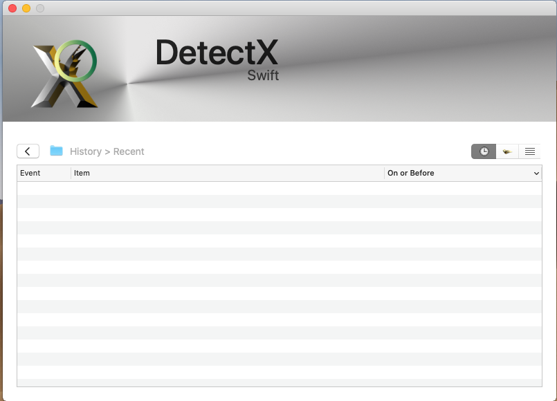 DetectX 1.0 : History tab