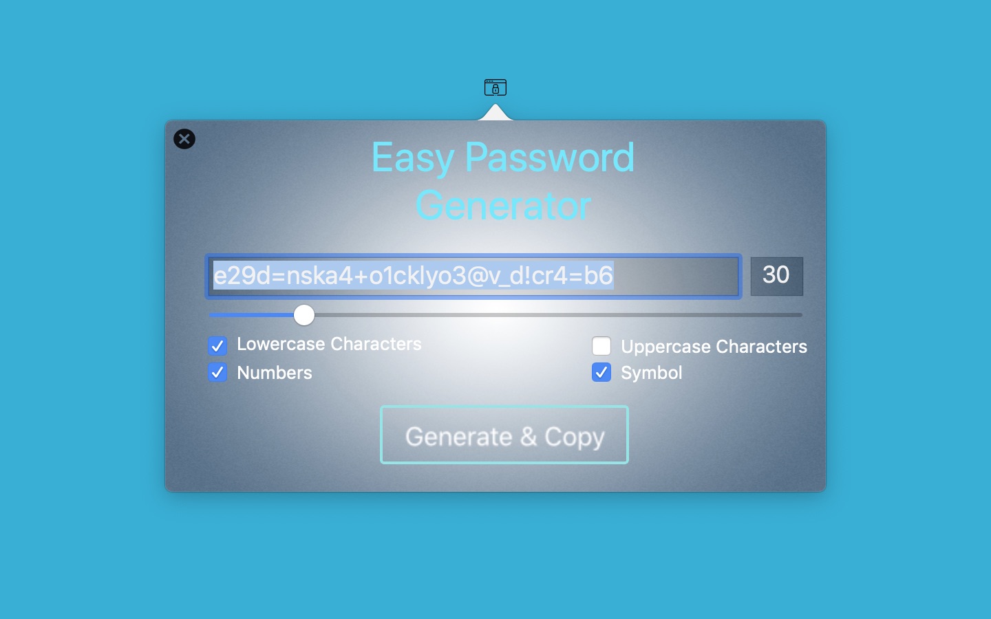Easy Password 1.0 : Main Window