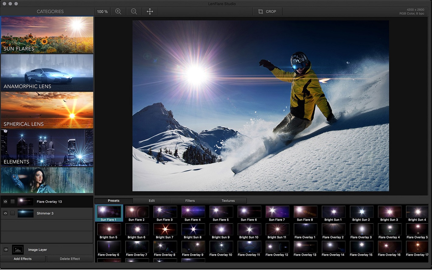 LensFlare Studio 6.6 : Main Screen - Sun Flare Filter