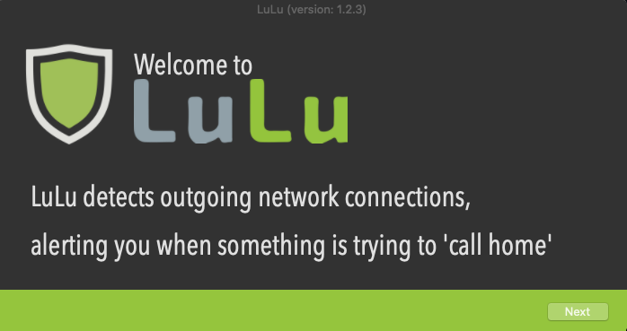 LuLu 1.2 : Welcome screen