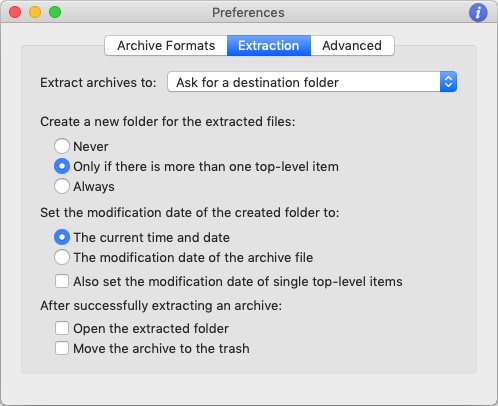RAR Extractor Expert 2.2 : Extraction Preferences