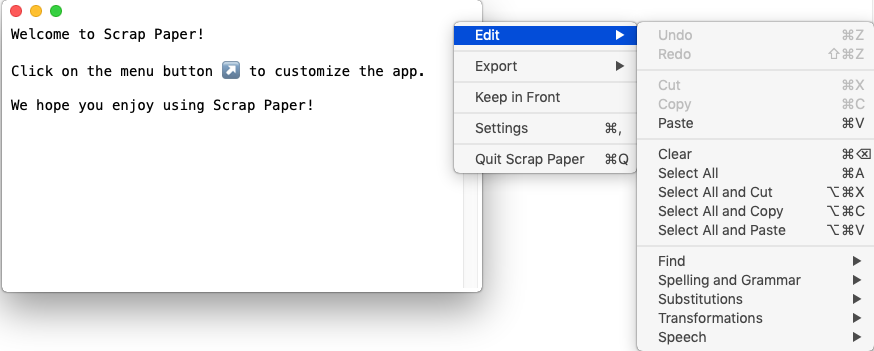 Scrap Paper 1.1 : Edit Options