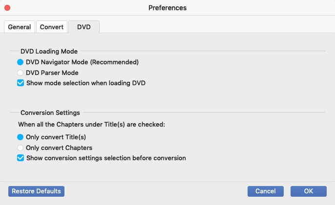 AnyMP4 DVD Ripper for Mac 8.2 : DVD Preferences