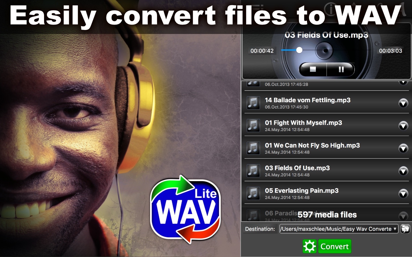 Easy Wav Converter Lite 1.0 : Main Window