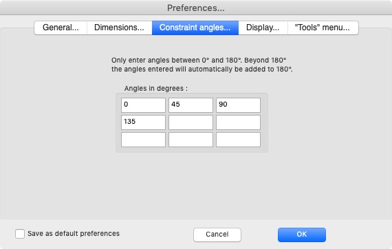 RealCADD 5.0 : Constraint Angles Preferences
