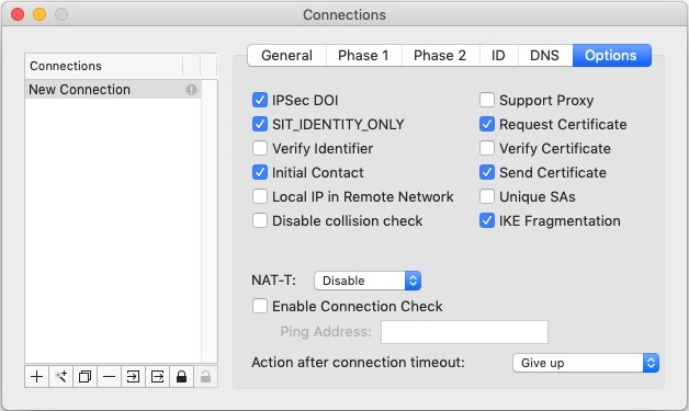 IPSecuritas 4.9 : Connections - Options