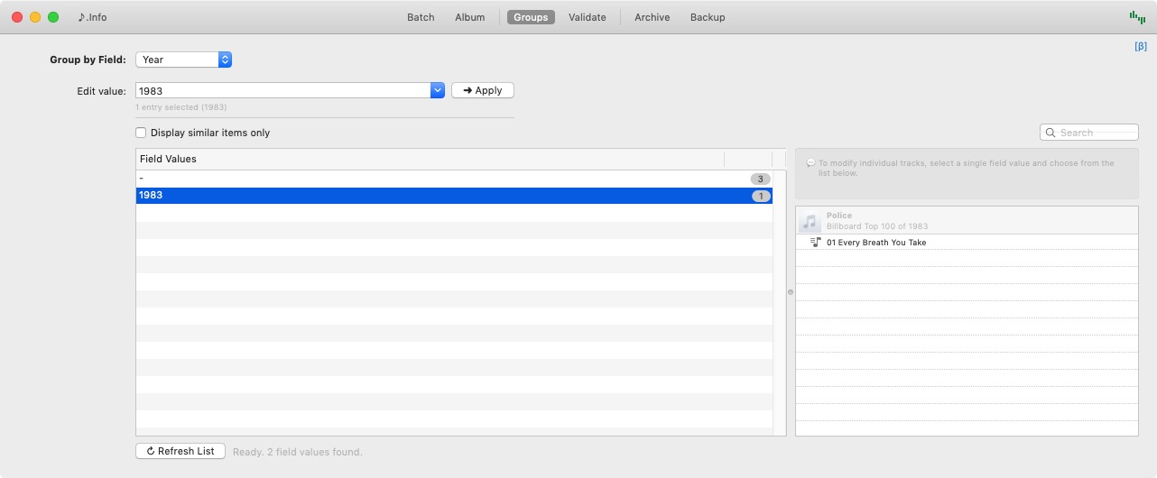 iBatch for iTunes 3.7 beta : Groups