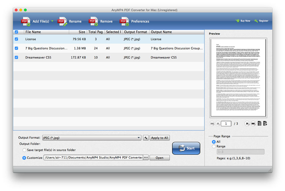 AnyMP4 PDF Converter for Mac 3.2 : Main Window
