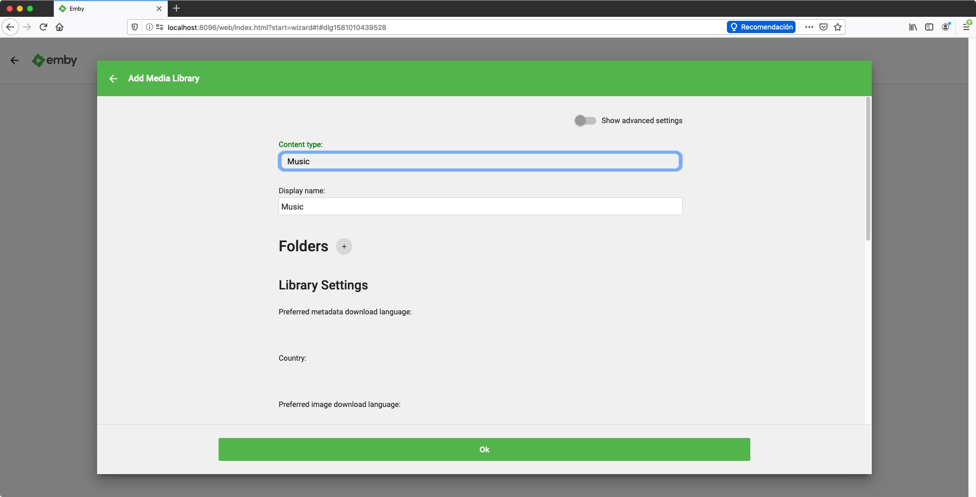 Emby Server 4.3 : Add Media Library