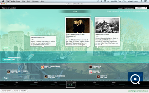 TikiToki Desktop 1.9 : Screenshot of a Tower of London timeline