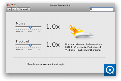Mouse Acceleration 1.3 : Mouse Acceleration PrefPane on Snow Leopard, English localization