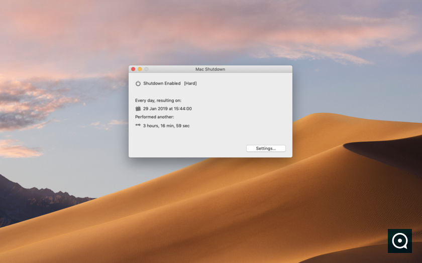 Mac Shutdown X 4.1 : Main window