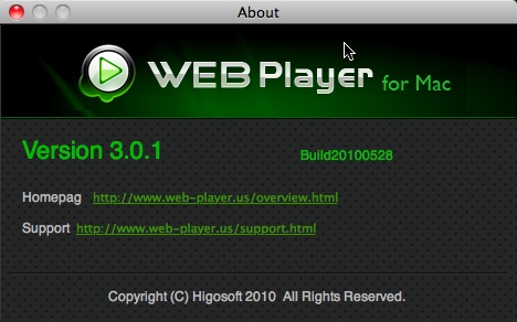 Higosoft Web Player Free for Mac 3.0 : Main window