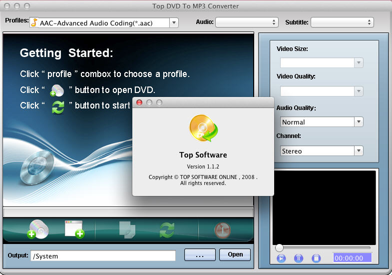 Top DVD To MP3 Converter 1.1 : Main Window