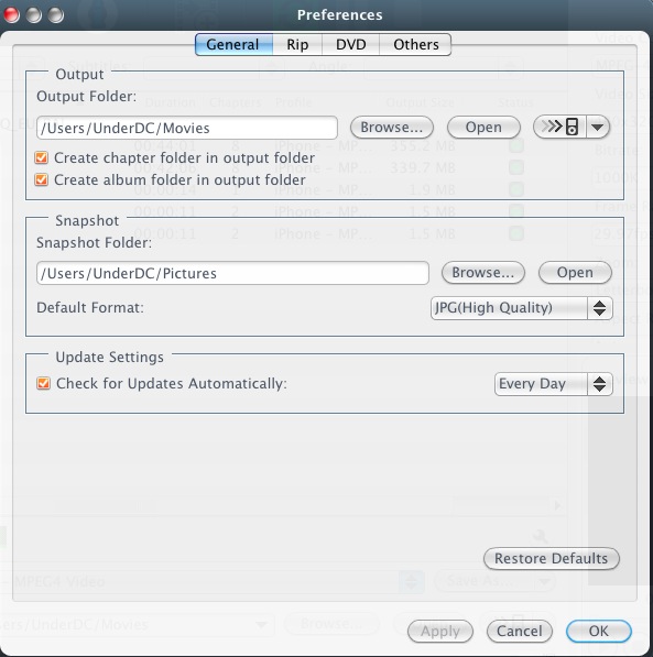 4Media DVD to iPhone Converter 6.5 : Preferences
