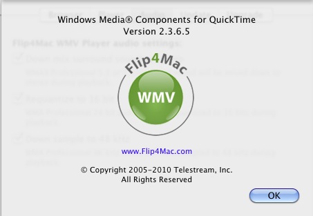 Flip4Mac : About window
