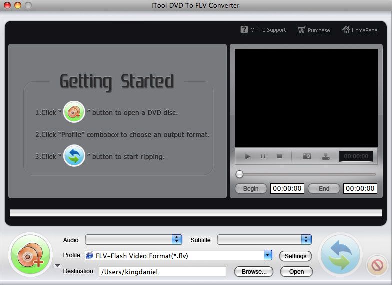 iTool DVD To FLV Converter 1.0 : Program window