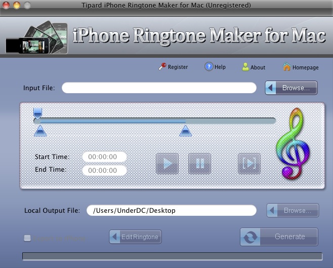 Tipard iPhone Ringtone Maker for Mac 3.2 : Main window