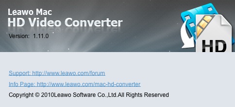LeawoMacHDVideoConverter 1.1 : About window