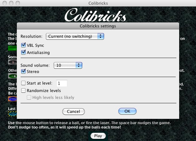 Colibricks 1.6 : Settings