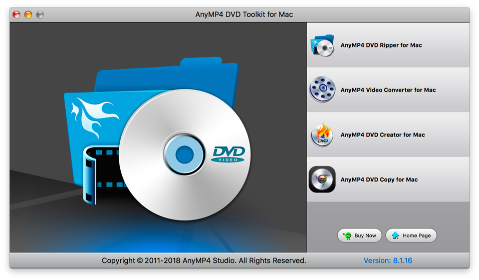 AnyMP4 DVD Toolkit for Mac 8.1 : Main Window