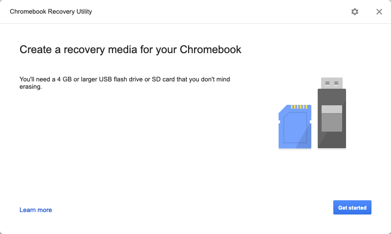 Chromebook Recovery Utility 3.1 : Main Window